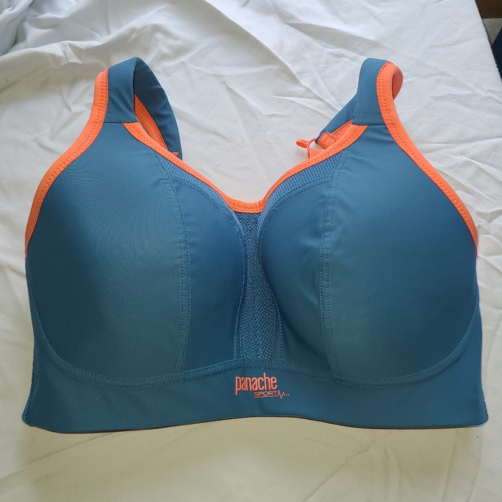 28E Panache Blue Grey and Coral Sports Bra